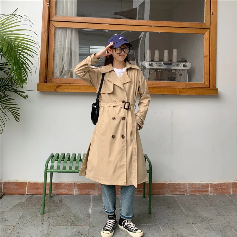 Photo Shoot Autumn Clothing New Style Popular Trench Coat Women's Loose-Fit Mid-length over-the-Knee British Style Early Au