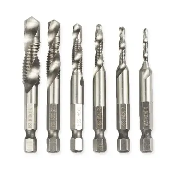 

6Pcs M3-M10 High Speed Durable Steel Drill Bit 1/4inch Hexagonal Thread Spiral Screw Tap Useful Hardware Parts