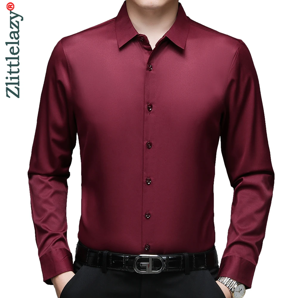 2022 brand designer solid mens shirts for men clothing korean fashion long sleeve shirt luxury dress casual clothes jersey 1091