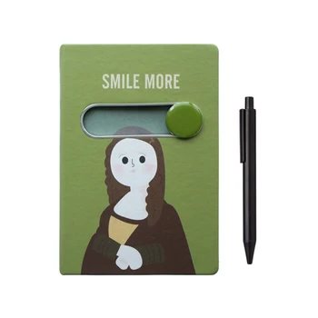 

B6 Cartoon Rabbit Sliding Unlock Notebook Pen Set Leather Diary Journal Planners K1AB