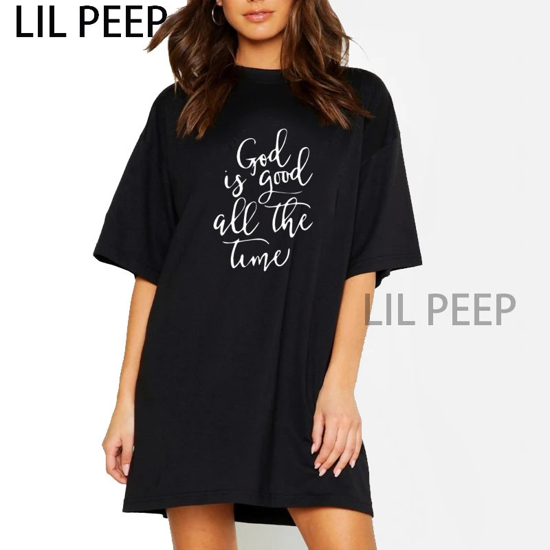 God Is Good All The Time 21 New Basic Loose Round Neck Letter Print Mini T Shirt Dress Casual Short Sleeve Summer Women Dress Dresses Aliexpress