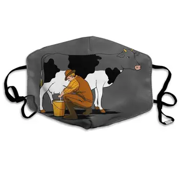 

Unisex Print Mouth Mask - Cows Milking Funny Pattern Polyester Anti-dust Mouth-Muffle - Fashion Washed Reusable Face Masks for