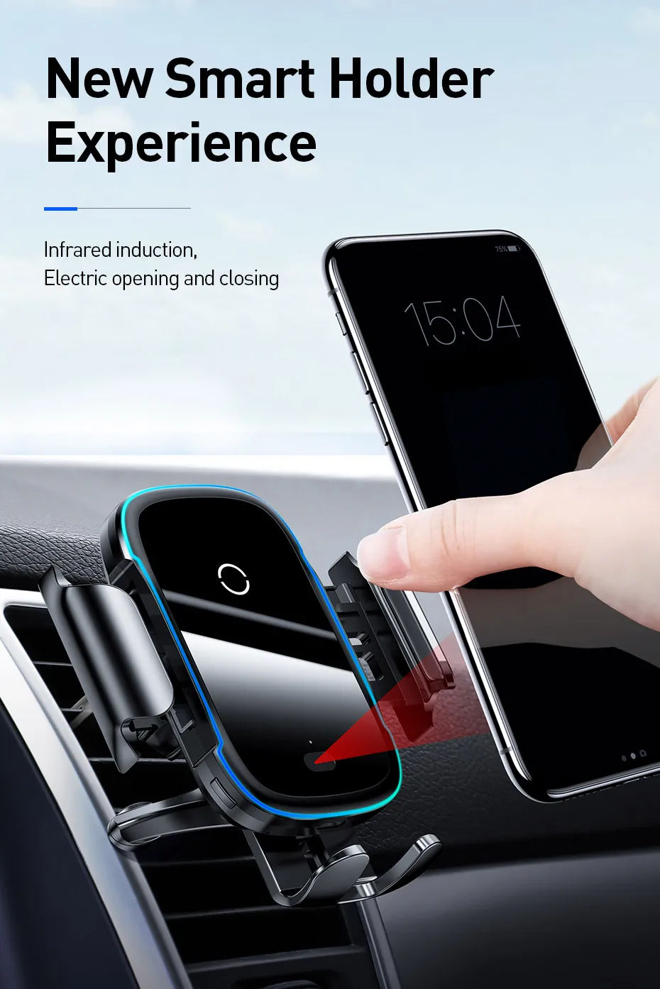 Baseus Qi автомобильное беспроводное зарядное устройство для iPhone 11 Pro XS Max samsung S10 интеллектуальное инфракрасное Быстрое беспроводное зарядное устройство Автомобильный держатель для телефона