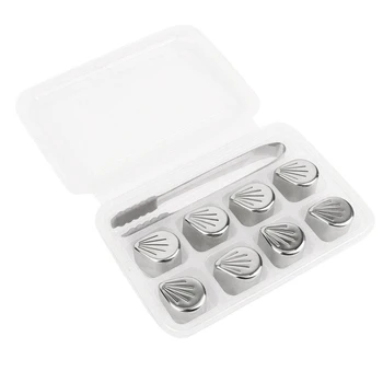

Whites wallow Reusable Stainless Steel Ice Metal Whiskey Stones Petal Shaped Set of 6