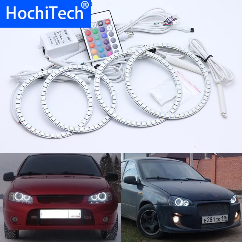 Для Lada Kalina 1119 1118 1117 119 117 2005 2006-2013 Многоцветный комплект светодиодов глаза ангела RGB