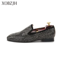 Mens Italian Luxury Dress red bottom Shoes Genuine Leather wedding Loafers Designer Rhinestone Shoes Men High Quality Man Shoes