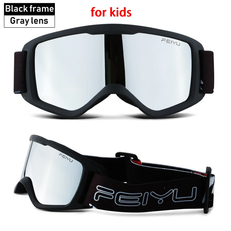 Black-3 for Kids Двойные линзы Анти-Туман Лыжные очки мягкие ТПУ цилиндрические лобовое стекло лыжные очки для взрослых детей Спорт на открытом воздухе альпинистские - Цвет: Black-3 for Kids