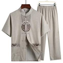 Sheng Coco – chemises en lin Hanfu pour hommes, Wushu, Pantalon chinois traditionnel, vêtements de la dynastie Qing pour Pantalon Wing Chun Roupa Oriental 