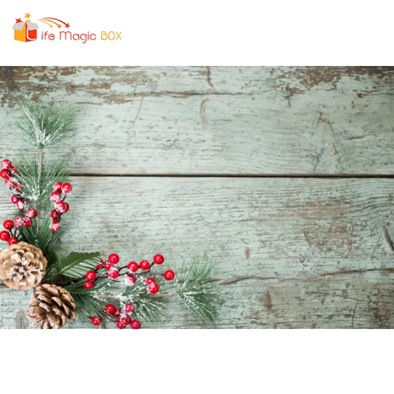 

LIFE MAGIC BOX Photo Background Wood Board Red Fruit Christmas Backdrop Photography