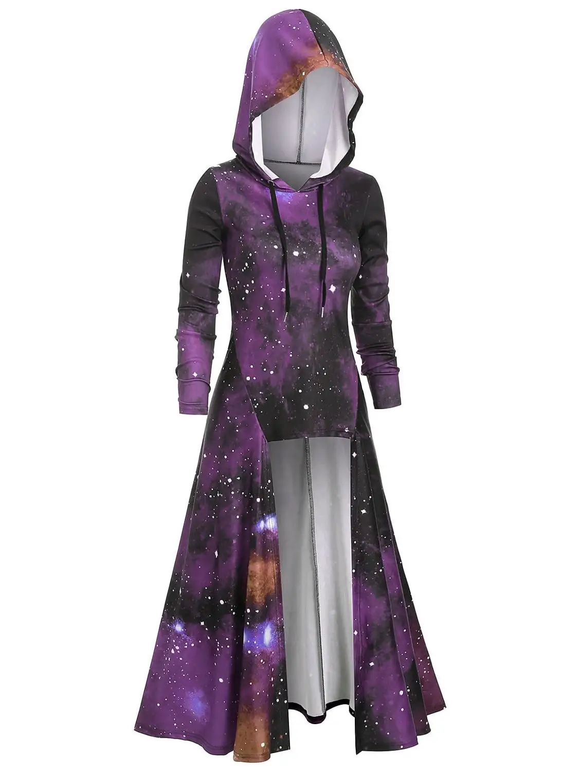 2 explosion models new irregular mosaic printing fashion long hooded women's clothing - Цвет: 2