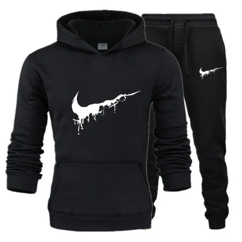 

2019 Men's Brand Sportswear Men's Warm Sportswear Thick Wool Hooded Sweatshirt + Pants Sports Set Casual Sweatshirt Sports Set