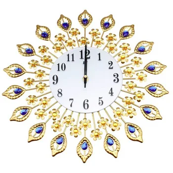 

Metal Wall Clock Artificial Crystal Diamond Large Wall Clock Home Room Decor Luxury Living Room Wall Clock Home Art Decoration