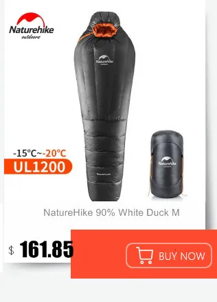 Naturehike 20D зимний утепленный спальный мешок с гусиным пухом для мам, супер сохраняющий тепло, 750FP, комфортное ограничение температуры-15℃-42℃