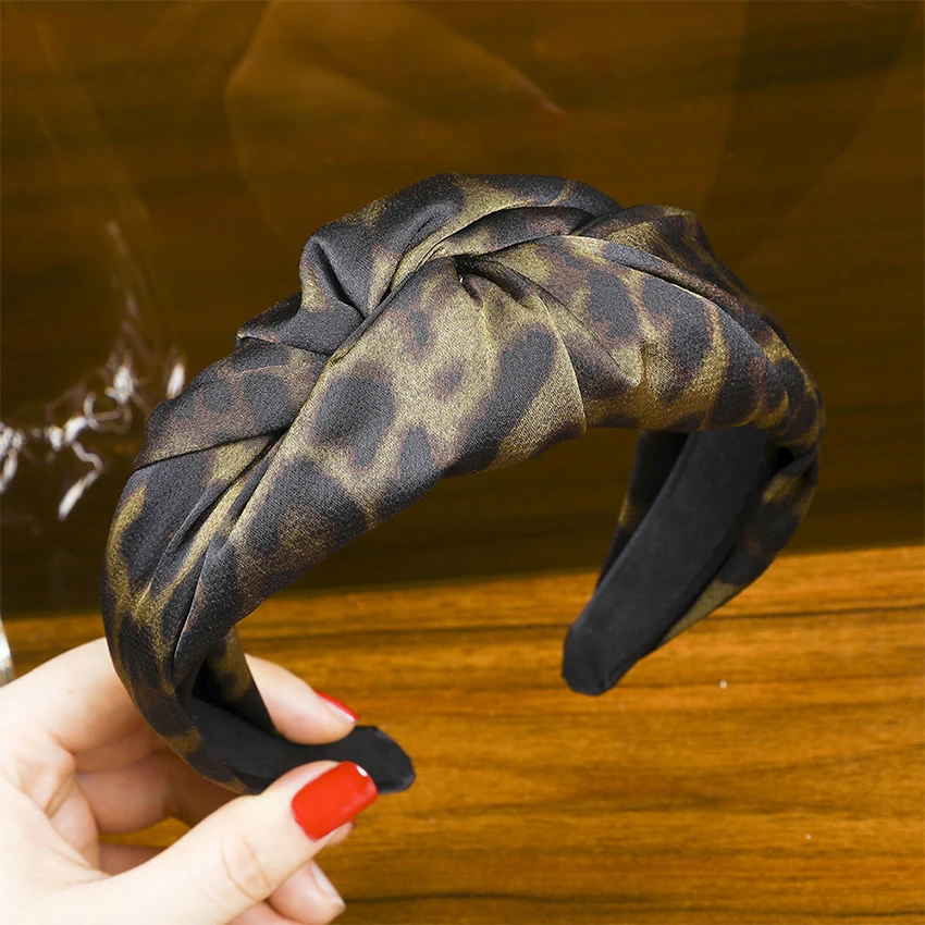 Levao Printing Leopard Knot Headband For Women Turban Hairband Big Knotted Twisted Hair Band Hair Accessories Headwear