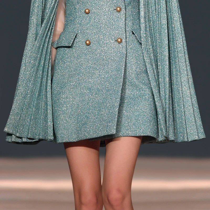 Накидка Блейзер платье для женщин с пайетками двубортное подиумное дизайнерское роскошное Брендовое элегантное женское платье осень-зима костюм куртка пальто