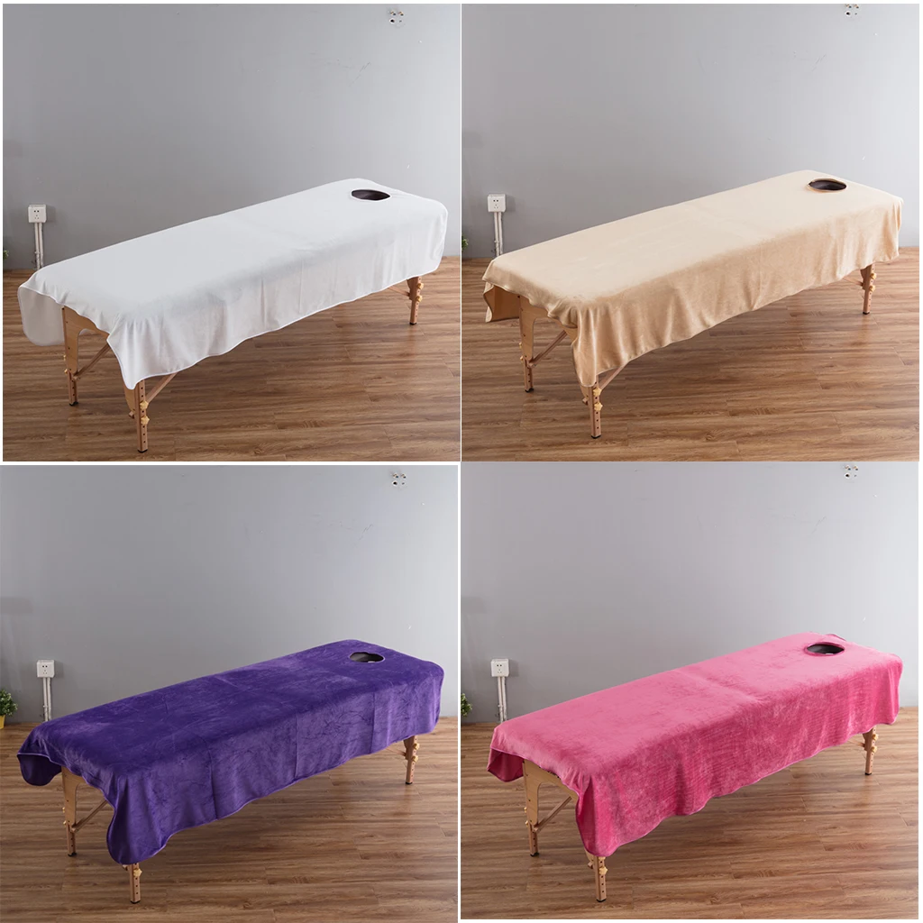 2pcs Spa Massage Table Sheet Thick Cover Beauty Salon Bed Pad with Face Hole 