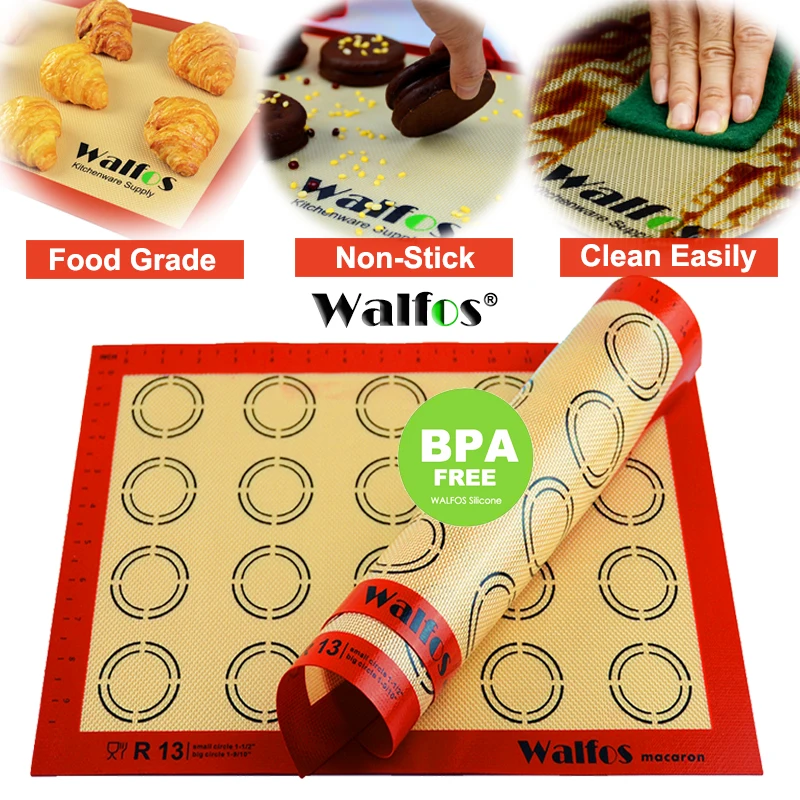 6 Sheets Silicone Baking Mat w/ Guide Lines for 30 Macaron Oven Safe Non-stick 