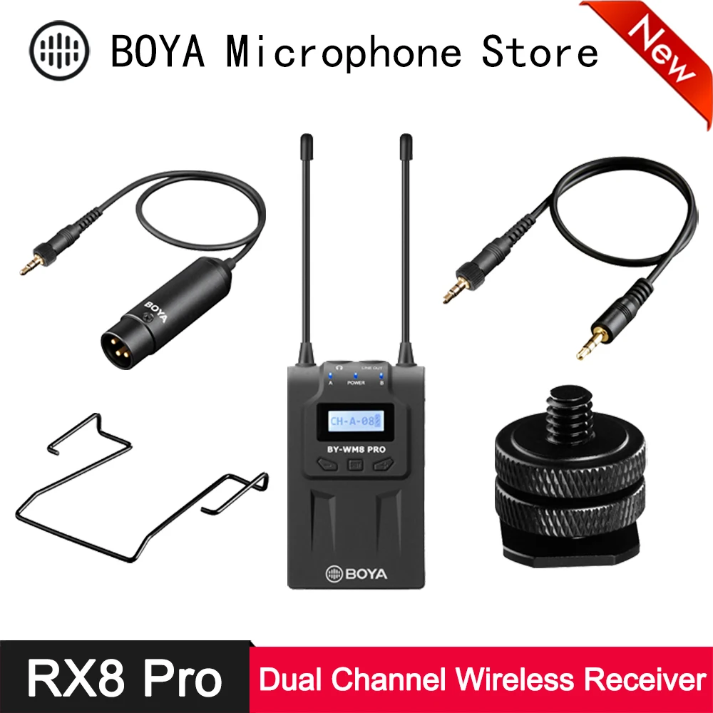 BOYA RX8 Pro двухканальный Беспроводной ресивером UHF 48 поясной для передатчика BY WXLR8 WHM8