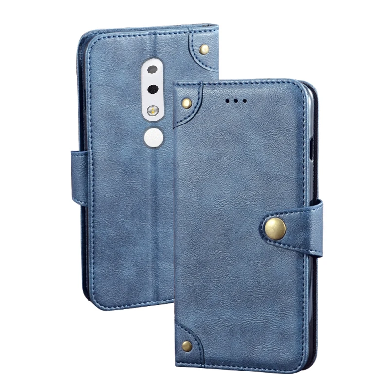 Business Leather Case For Nokia 5.1 Plus Case Luxury Vintage Flip Wallet Cover For Nokia 5.1 Plus TA-1105 Retro Cover