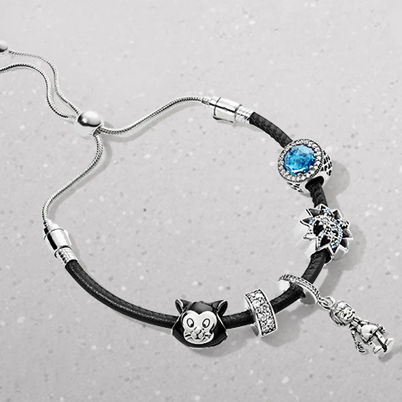 100% 925 Jewelry Silver method Bright pendant Charm Bracelet Set Woman Christmas gift