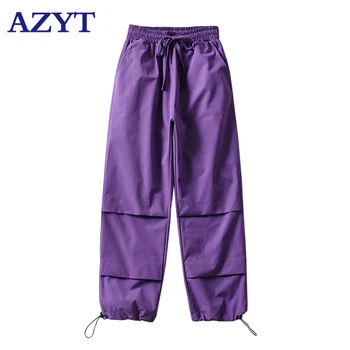 

2020 Spring Autumn New Eastic Waist Cargo Pants Vintage Loose Solid Female Sweatpants Drawstring Casual Jogger Pants For Women