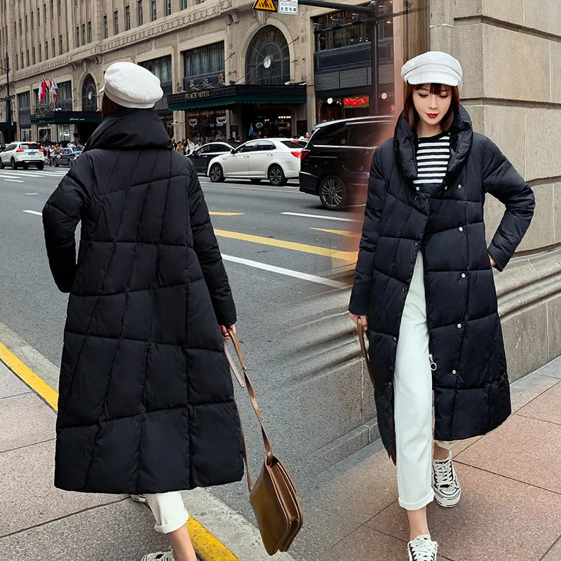 

Cotton Coat Women's over-the-Knee Long 2019 Winter New Style Korean-style Dongdaemun Loose-Fit down Feather Cotton-padded Clothe