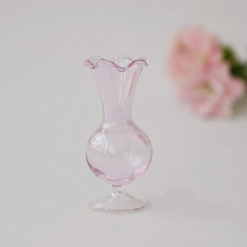 1/12 Pink Candlestick Vase Dollhouse Miniature Accessories Mini Bottle Glass Set Simulation Model Toy for Doll House Decoration 4