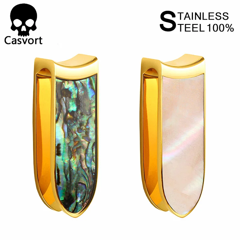 Casvort 10 шт./лот Реверсивный ушной штекер туннель ювелирные изделия для тела Пирсинг, ушные измерительные приборы расширитель пара - Окраска металла: gold