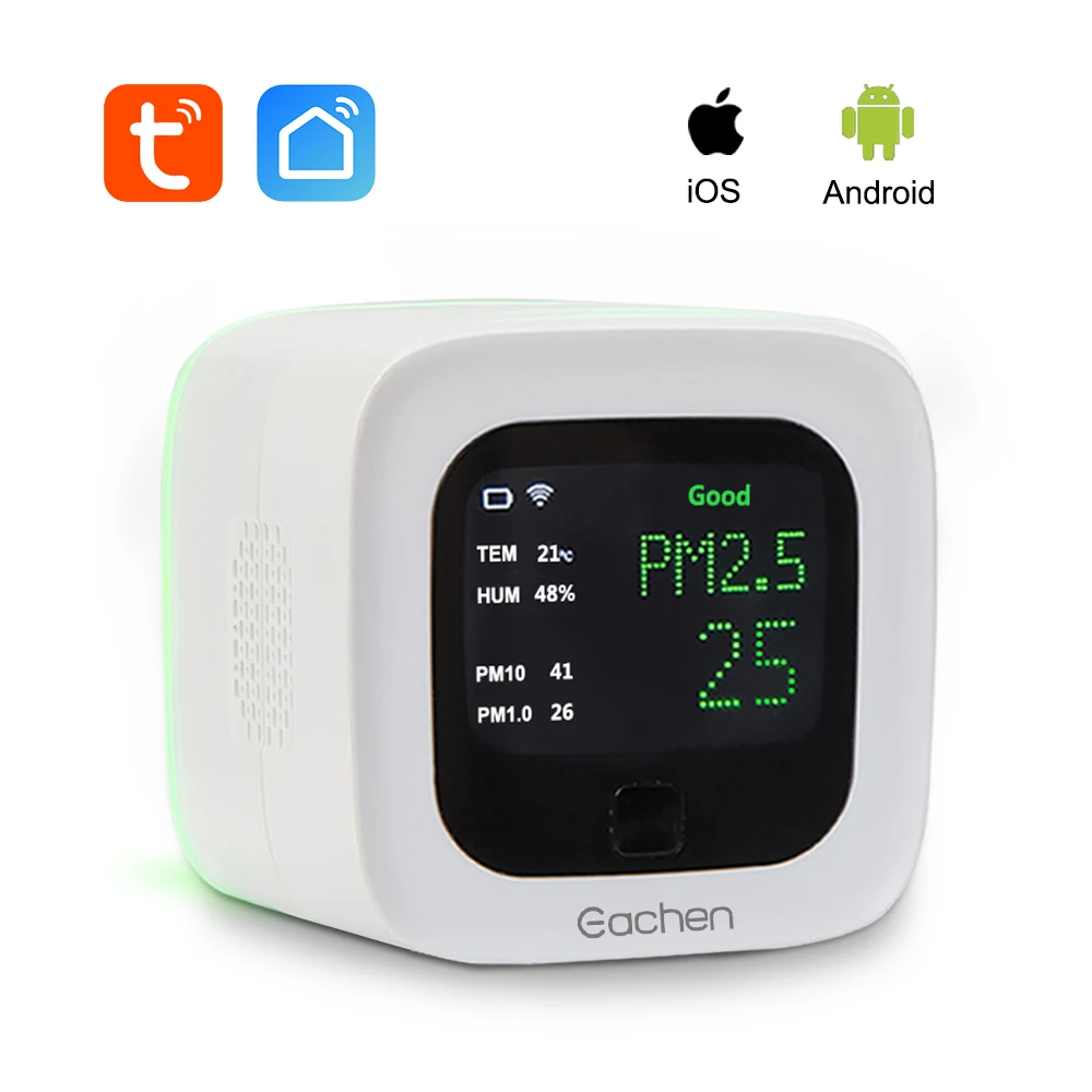 Eachen Smart WiFi PM2.5 And Temperature And Humidity Sensor Environmental Detector(Tuya Smart Life APP)|Smart Remote Control| | -