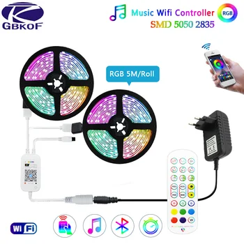 Led Strip Licht Smd 5050 2835 5M 10M 15M Waterdicht Lichten Muziek Wifi DC12V Flexibele Diode Tape lint Voor Kamer Decoratie Alexa