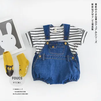 

ins Toddler Baby Denim Rompers Holiday Kids Unisex Clothing Blue Color Fashion Romper