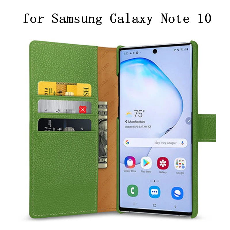 

For Samsung Galaxy Note 10 Case Genuine Cow Leather Wallet Case for Samsung Galaxy Note 10Plus 10+ Flip Magnetic Phone Bag Shell