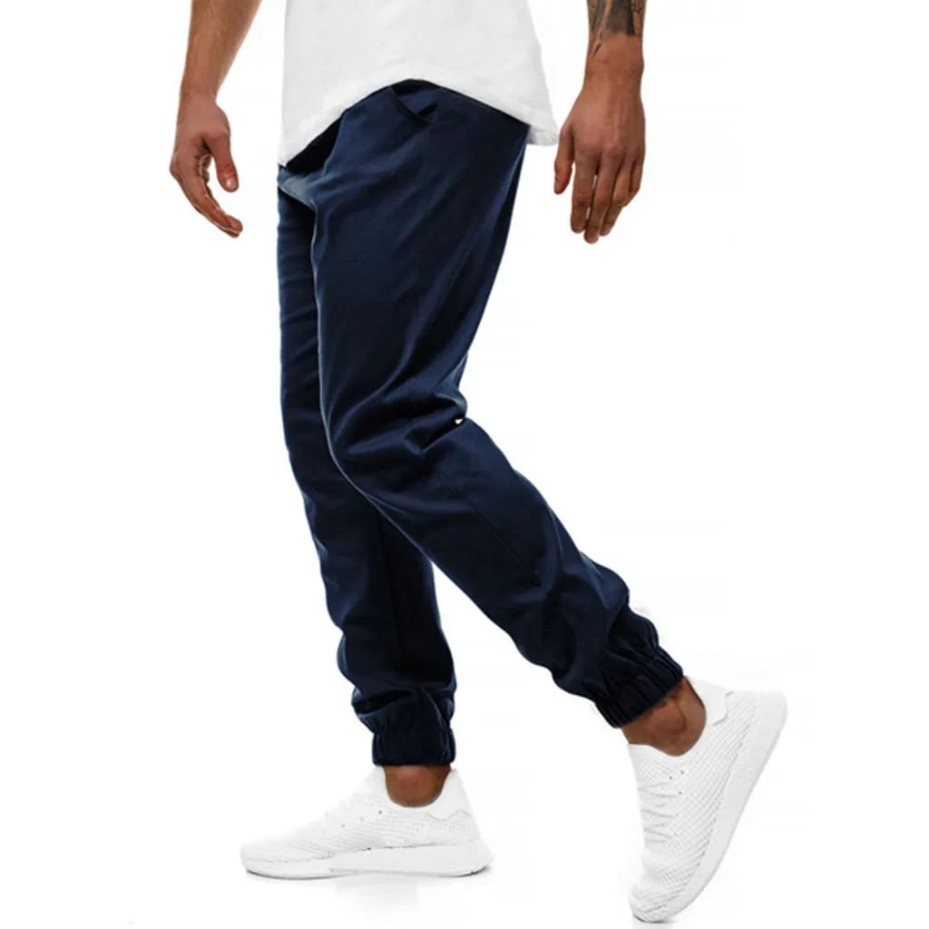 Vogue Pantalon Homme спортивные штаны мужские повседневные Черные Фитнес Бодибилдинг Карманы Кожа полная длина спортивные штаны