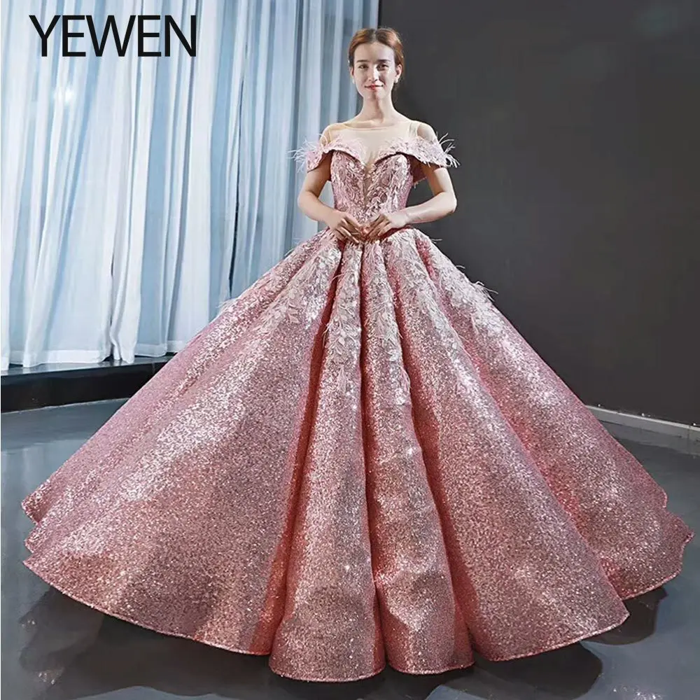 Роскошное дубайское вечернее платье 2019 бальное платье Vestido de noiva кружевная Иллюзия аппликации милые свадебные платья платье невесты YeWen