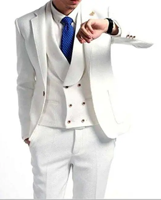 72Fashionable One Button Groomsmen Notch Lapel Groom Tuxedos Men Suits WeddingPromDinner Best Man Blazer(Jacket+Pants+Vest)