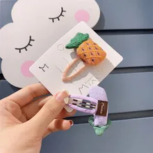 Южная Корея в году Весна и лето стиль детей заколки Девушки ручной работы ткань BB клип милый Emulation повязка на голову с фруктами E