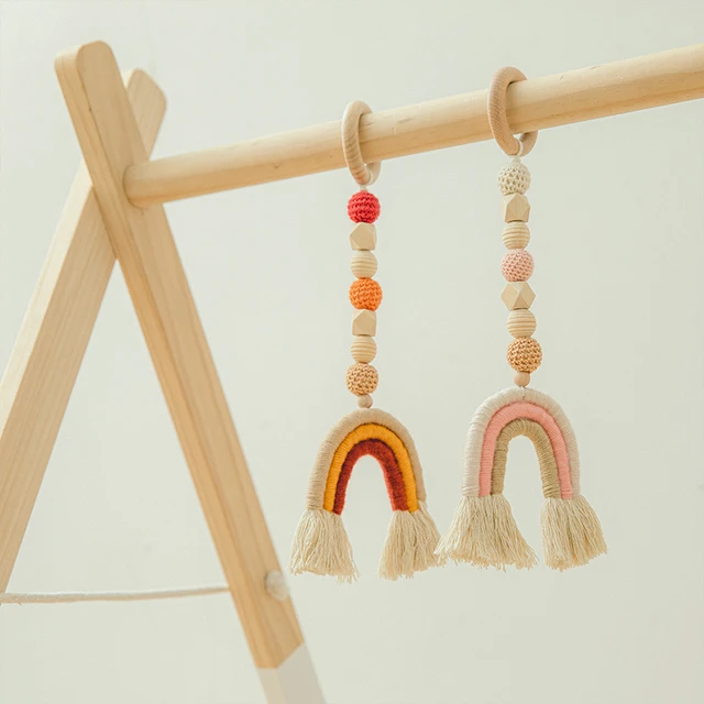 1Pcs Baby Toy Wooden Pram Clip Baby Mobile Pram Baby Bed Hanging Rattles Toy Crochet Beads Bracelet Pram Clip Newborn Bed Bell 5