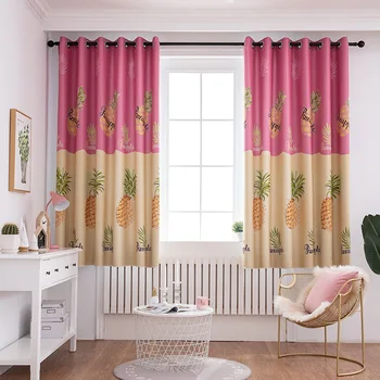 

Modern beauty short Children's boy girl Pineapple Full Shading Printing Curtains for Living room Dining Room Bedroom