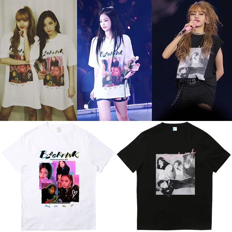 

KPOP BLACKPINK Concert T-Shirt Unisex Cotton Short Sleeve JISOO T-Shirt Tee LISA Shirt Top
