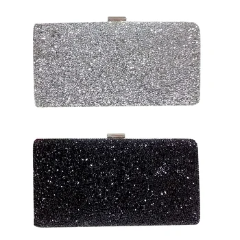 

2 Pcs Woman Evening Bag Women Diamond Rhinestone Clutch Crystal Day Clutch Wallet Wedding Purse Party Banquet, Silver & Black