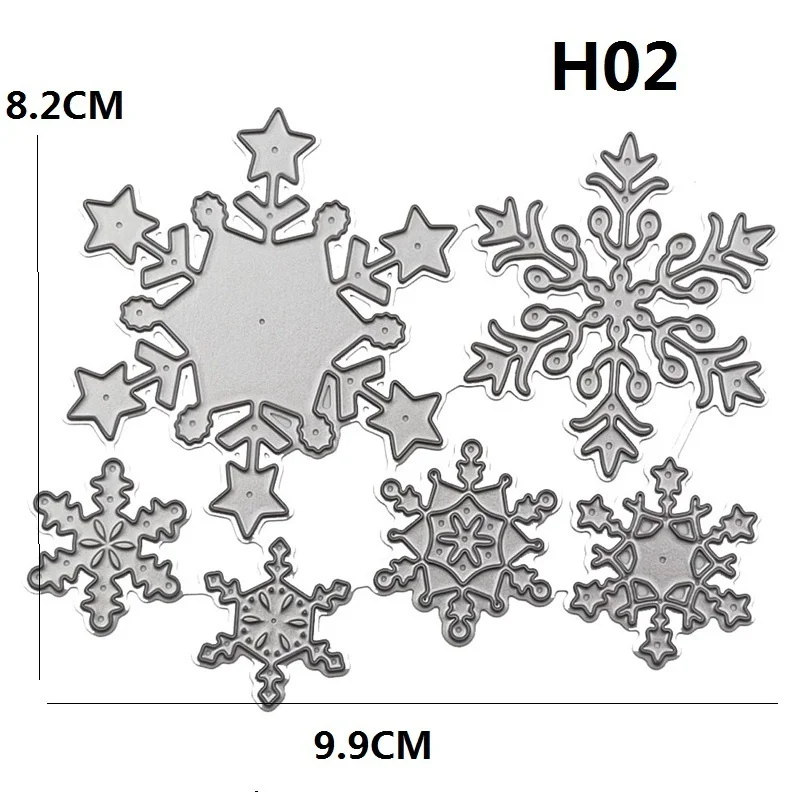 Рождество снег хлопья металла вырубки трафареты сделай сам для скрапбукинга фотоальбом декоративное тиснение бумажные карты - Габаритные размеры: H02