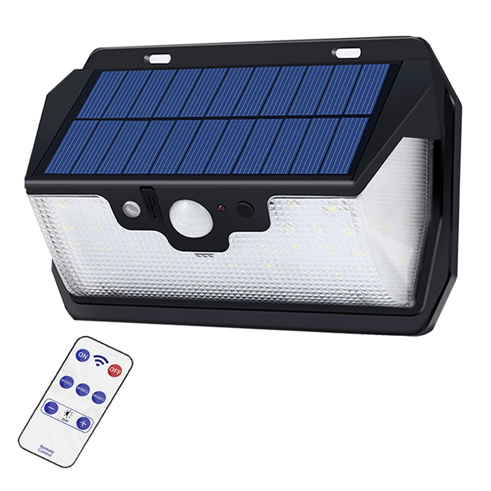 

55 Led-Solar-Wall-Light Garden-Lamp Remote-Control USB Rechargeable 3 side Lighting Outdoor Waterproof