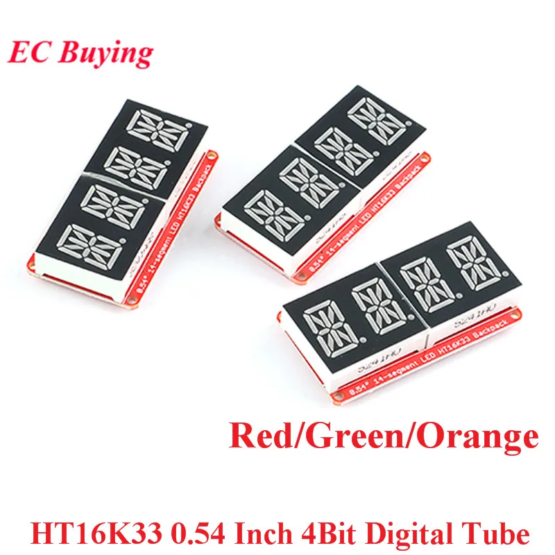 HT16K33 0.54 Inch 0.54‘’ 4 Bit Meter Digital Tube Module LED Display IIC I2C Control 3.3V 5V for Arduino Red/Green/Orange |