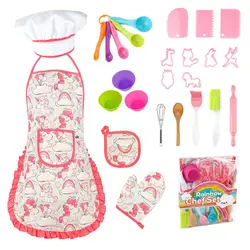 Ensemble de Chef pour enfants de 3 ans, Kits de cuisine, tablier de Chef, chapeau, Costume de jeu de rôle 