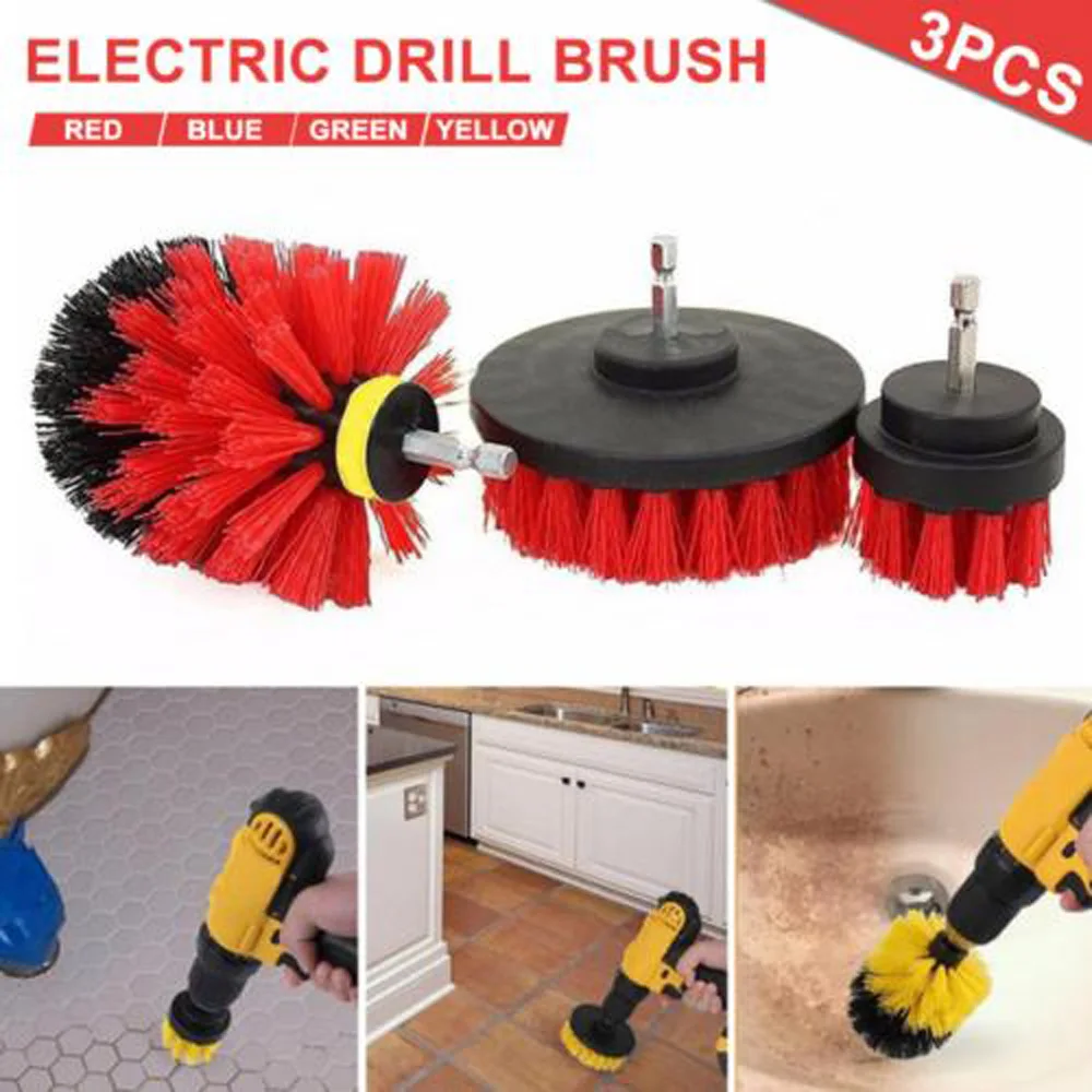 Комплект из 3 предметов, щетка для мытья автомобиля, жесткие щетинки, дрель, инструменты для чистки автохимии
