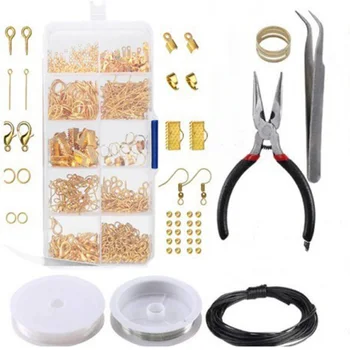 

10 Grids Necklace Materials DIY Findings And Beading Metal Jewelry Making Kit Handmade Wires Pliers Beginners Repair Tool Adults
