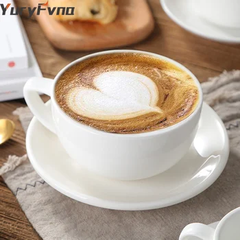 

YuryFvna 6-Pieces Ceramic Coffee Cup Cappuccino Mug with Saucer Tea Milk Latte Cup Mug Simple Ceramic Latte Cappuccino Cup