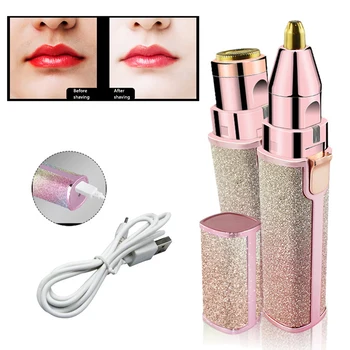 

2 in 1 Portable Multi-Functional Women Painless Razor Shaver Electric Eyebrow Trimmer Body Facial Hair Removal May15