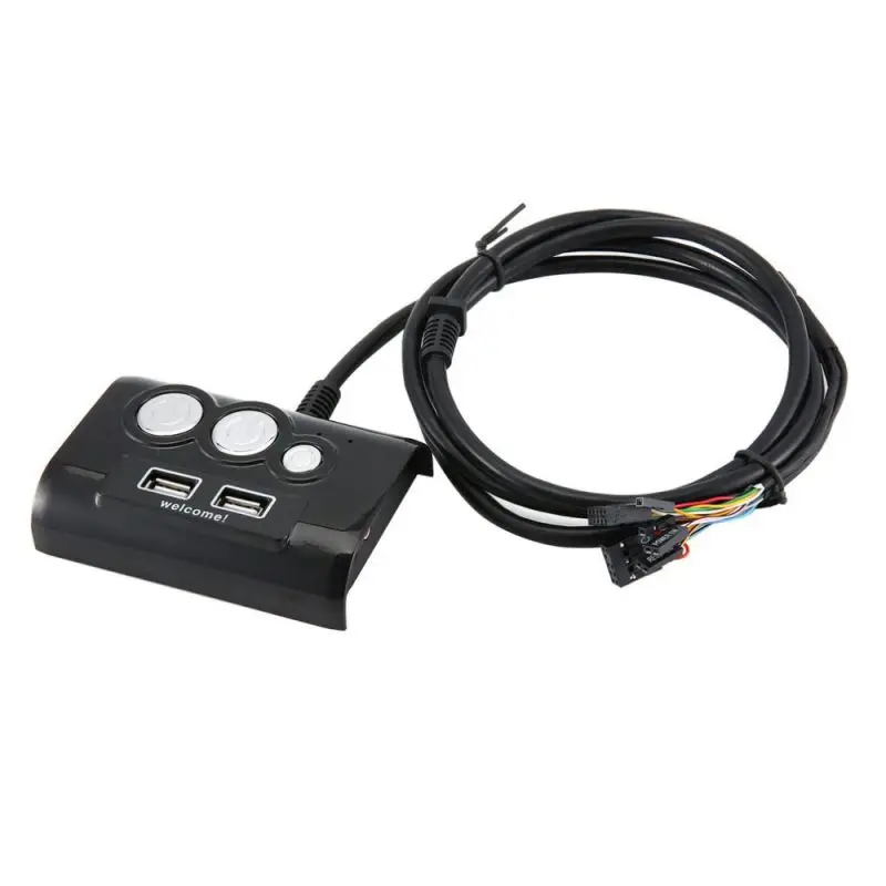 

Desktop Computer PC Case Power Supply on/off Reset Button Switch with Double USB and Audio Ports for Office Internet Cafes