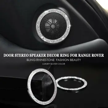 

2Pcs/Set Silver Bling Car Door Stereo Speaker Decor Ring Trim For Land Rover Range Rover